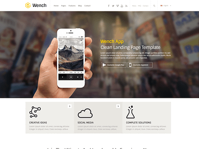 Wench FREE Mobile APP Landing Page PSD Website Theme app website landingpage mobileapp webdesign website