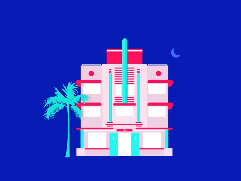 Miami Art Deco Animation 2d illustration adobe aftereffects adobe illustrator aftereffects animation animation 2d digital art digital drawing digital illustration illustration travel art travel illustration vector illustration