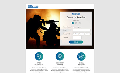 Military.com Recruitment Page design icon landing page responsive ui uiux webdesign website