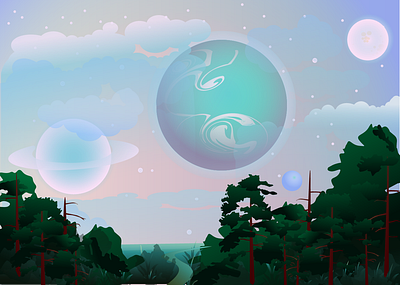 The fanciest planet adobeillustator art illustration illustrator nature night planet sky space vector