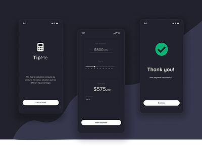 Tip calculator UI app blacktheme designer minimalist ui ui design ui ux website