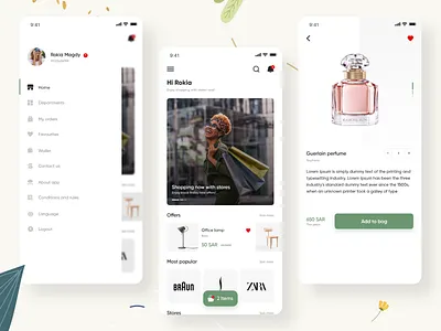 Stores app app design branding clean clear creative dailyui design ecommerce app home screen inspiration menu design product shopping ui ux