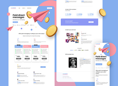 Paid DM Landing Page branding clean design flat gradient gradients interface smooth typography ui