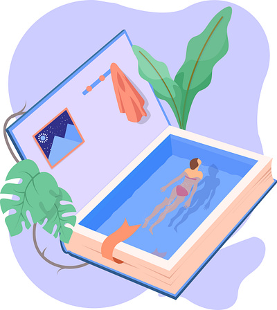 Reading and education book design education flat illustration swimming ui ux vector water