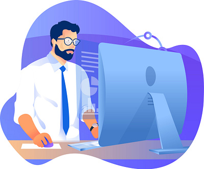 WORKPLACE analysis business computer design finance flat illustration reports ui vector workplace