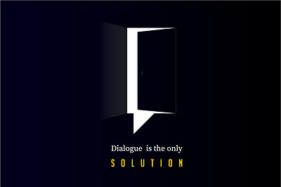 Dialogue is the only Solution design dialogue door flat illustration light logo only open solution talk ui vector
