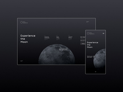 Experience the Moon figma future futuristic hero banner hero image minimal moon responsive design responsive website sci fi silver space spacetravel uidesign uxdesign webdesign