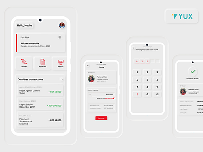 Neumorphic Mobile Money App africa fintech moneytransfer uidesign ux designer