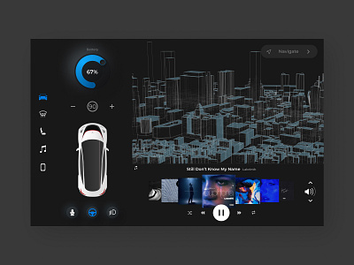 Daily UI 34 | Car Interface autodrive car car interface daily 100 challenge daily ui dailyui dailyuichallenge dark mode gps music tesla ui