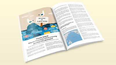 Float (Welcome to Plastic Island) chapter book illustration digital illustration editorial editorial illustration environment environment illustration garbage plastic island recycling illustration save the earth save the planet seagull spot illustration