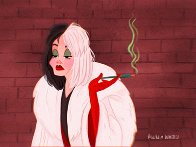 Cruella de Vil cruela de vil digitalart disney disney art dribbble dribbble best shot dribbbleshot illustration