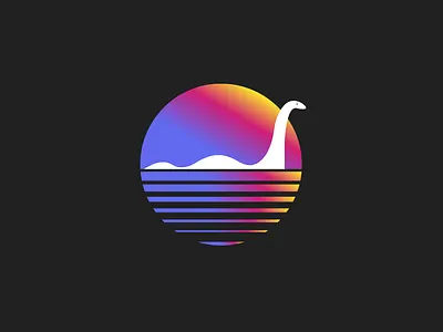 Loch animal bright identity illustration loch ness monster lochness logo monster sun vaporwave vector