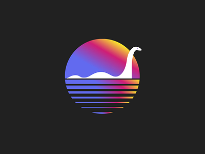 Loch animal bright identity illustration loch ness monster lochness logo monster sun vaporwave vector