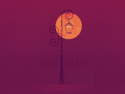 Lamppost Series V1 adobe illustrator adobe photoshop glow halftone illustration lamppost night orange print purple streetlight texture