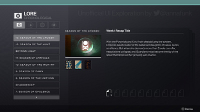 Destiny 2 Lore Tab Redesign game design game designer