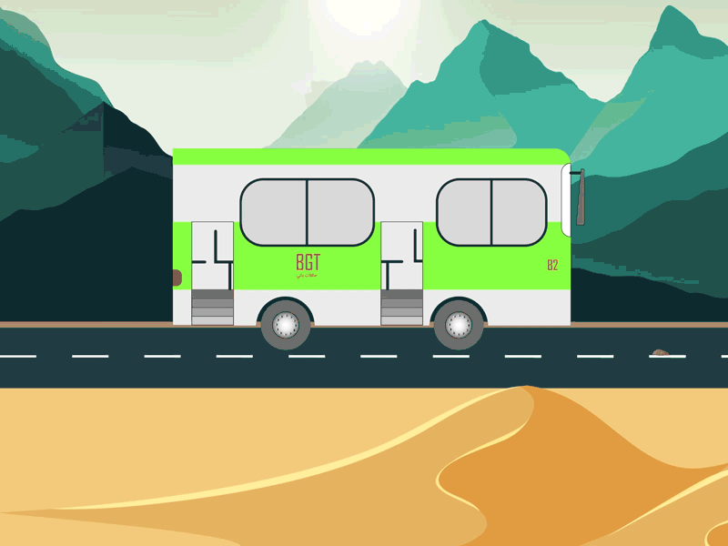 BUS Driving through the desert 3d animation animation illustration motion design motiongraphics ui uidesign uiux