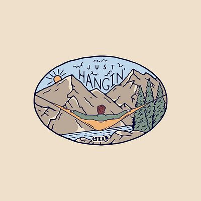 Just Hangin' badge design illustration illustrator mountains procreate shirt design vector