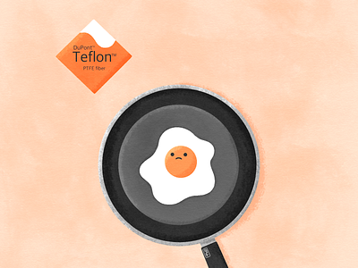 Teflon cute dupont eat eating ecology egg fiber food free illustration ipad air pan procreate ptfe recycle teflon texture zero waste