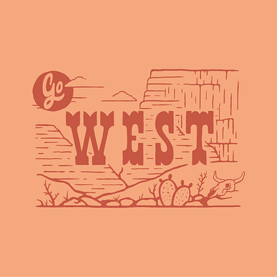 Go West Design badge design illustration illustrator minimal procreate travel typography western