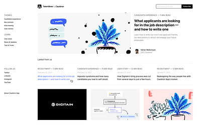 TalentBrew blog layout blog cards illustration interface layout layout design system ui