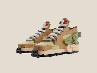 Bricks Kicks Stussy x Air Huarache "Desert Oak" Kit 3d collectibles design huarache lego model nike toys