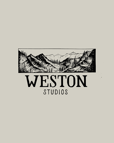 Weston Studios Main Logomark branding hand drawn handlettering illustration logo logo design logomark mountain mountain logo nature illustration photography logo serif font traditional type typography