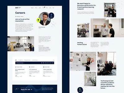 AI Center Careers & About artificial intelligence branding careers job listing layout researchers typography university