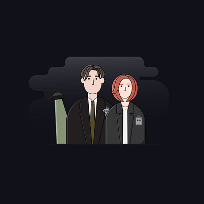 👽 character character design characterdesign characters design fanart icon iconography illustration illustrator minimal mulder scully vector xfiles