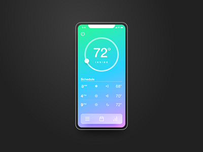 Thermostat app ui blue glassmorphic glassmorphism glassy glossy gradient gradient color gradients green helvetica helvetica neue icons mobile app mobile design mobile ui purple thermostat ui ui design