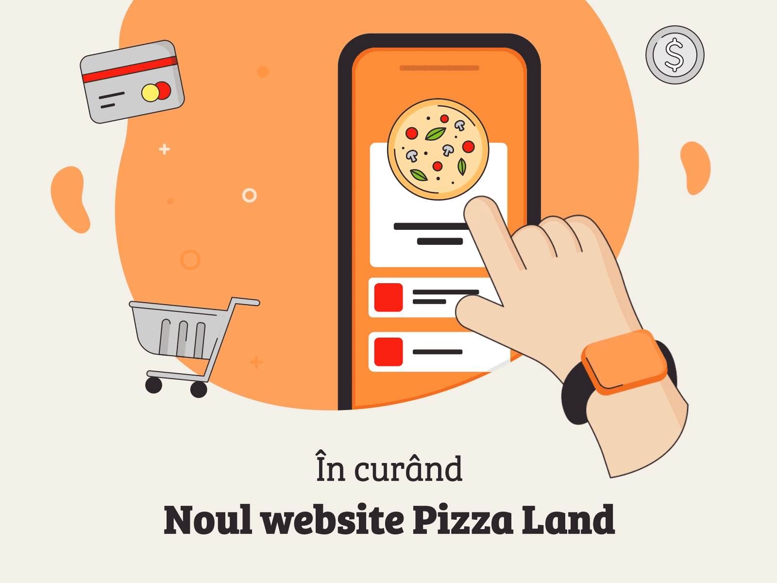 Pizzaland website teaser 2d animation 2danimation after effects aftereffects animated animatedgif animation clean illustration motion graphic online shop phone pizza simple vector