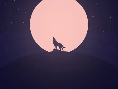 Howl at the Moon 2d artwork branding design flat howl illustration landscape logo moon silhouette vector wolf