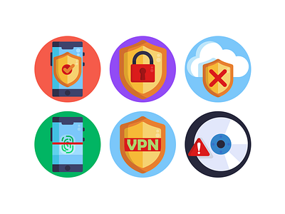 Security Icons antivirus coloured icons flat icons icon icons icons pack illustration password protection security vector vectors vpn