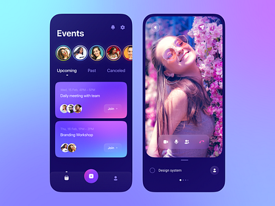 Video conference app app application call clean conference design events interface ios list meetings mobile stories ui ux video