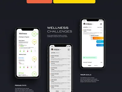 Emailio Product Landing Page Concept Design app app design app designer concept design email emailio focus goals landing landing page landingpage life page product design productdesign ui uiux ux wellness
