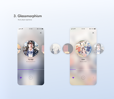 Glassmorphism trend glassmorphism japan mobile music music player musicapp trend ui uiux