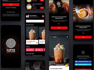 Koffie Tjap Slawe Mobile App Concept app coffee concept dark theme design interface ui ux