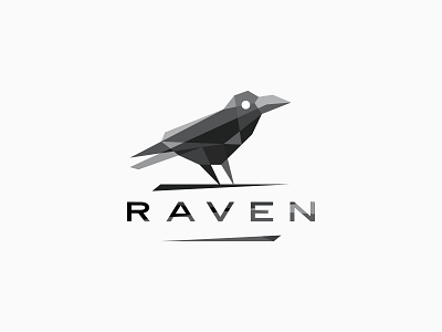 GEOMETRIC POLYGONAL RAVEN CROW LOGO app black branding geometric icon illustration lowpoly poly polygon polygonal ui ux web