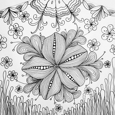 Flowers for a mask black and white doodles drawing flowers illustration lines zentangle