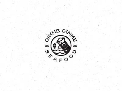 Gimme Gimme Seafood Logo branding fish fun hand drawn line art logo logo design minimalist modern vintage naive ocean playful logo sea seafood seafood restaurant seagull simple simple logo vintage