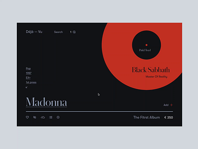 Vinyl Store Deja—Vu black sabbath clean ecommerce madonna minimal music pink floyd preference productdesign selection serach sound ui ux vinyl vynil