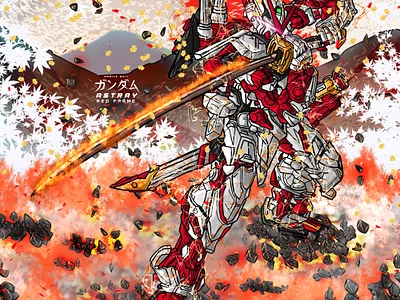 Gundam Astray Red Frame astray astray red frame design giant robot gundam gundam astray illustration illustrator indonesia mecha vector
