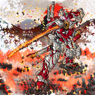 Gundam Astray Red Frame astray astray red frame design giant robot gundam gundam astray illustration illustrator indonesia mecha vector