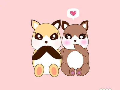Puppy love - Coco Mocho Digital Art animals art artwork cartoon character digital illustration illustration kawaii