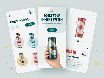 Healthy Drinks Application colors concept concept design inspiration mobile mobile app mobile app design mobile ui product productdesign ui uidesign ux design uxui uxui design uxuidesign vegan web web design webdesign