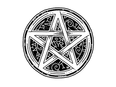 pentacle amulet awesome charm cool five pointed star illustration line art mystical pentacle symbol t shirt design
