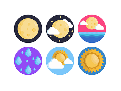 Weather Icons coloured icons flat icons icon icons icons pack illustration moon rain solar system sun vector vectors weather weather app weather forecast weather icon