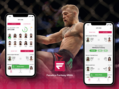 Fanatics Fantasy MMA App fantasy mma fantasy ufc mcgregor ufc ui