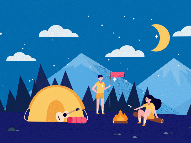 Forest Illustration animation forest hike illustration night