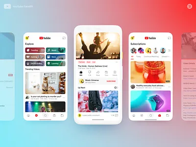 YouTube Facelift android app application design google material design mobile ui user interface ux youtube