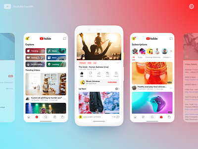 YouTube Facelift android app application design google material design mobile ui user interface ux youtube